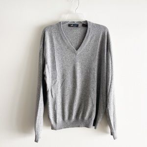 Lux Cashmere Gray V-Neck Cashmere Sweater